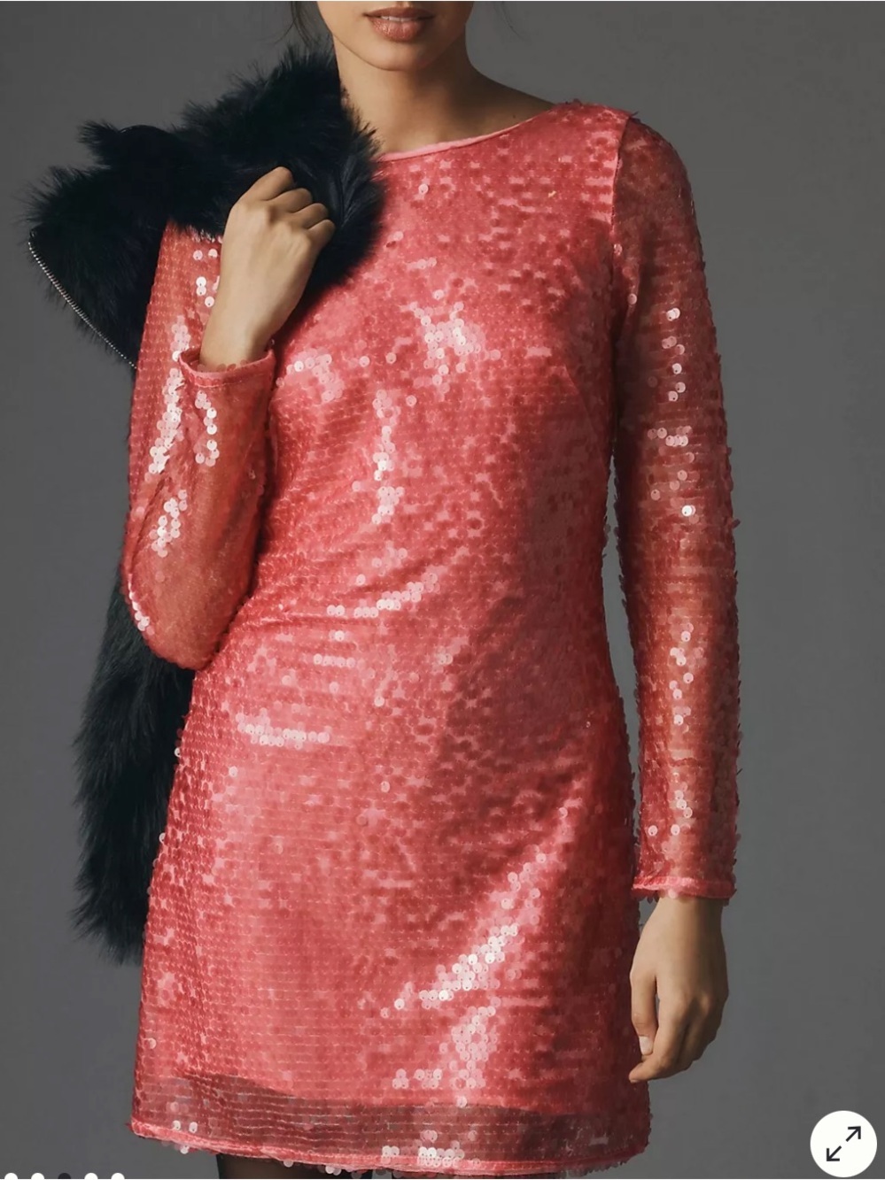 Anthropolgie Sequin Drape-Back Mini Dress